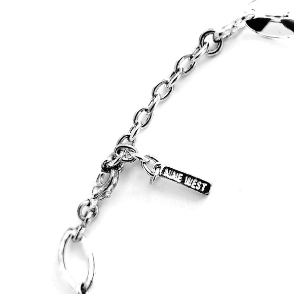 Vintage NINE WEST Reversible Silver Tone Black Oval Disc Choker Necklace - Picture 9 of 11